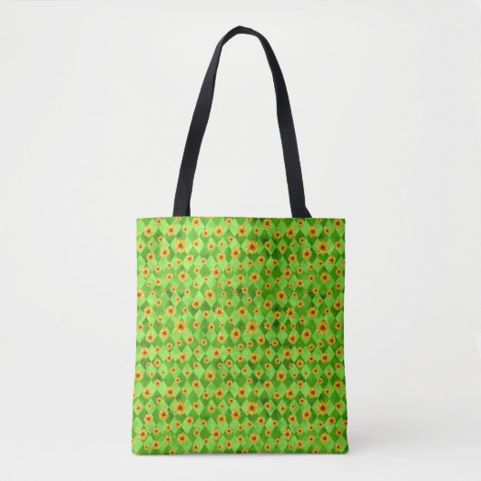 Grüne Schädel und Sonnenblumen, Design 8 Tasche (Vorderseite)