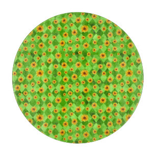 Grüne Schädel und Sonnenblumen-Serie Design 8  Schneidebrett