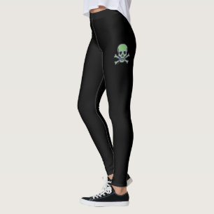 Grüne Schädelschwarze Leggings