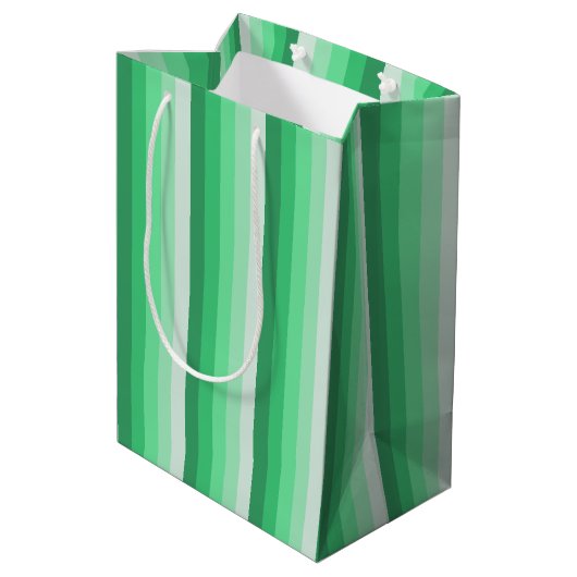 Grüne Schattenstreifen Mittlere Geschenktüte (Rückseite Schrägansicht)