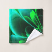 Grüne Schattierungen Stilisierte Blume Half Coroll Badhandtuch Set (Waschlappen)