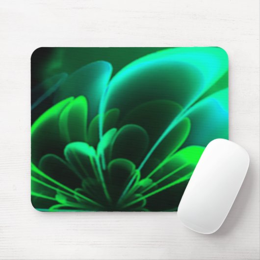 Grüne Schattierungen Stilisierte Blume Half Coroll Mousepad (Mit Mouse)