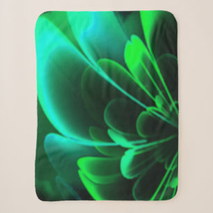 Grüne Schattierungen Stilisierte Blume Half Coroll Sherpadecke