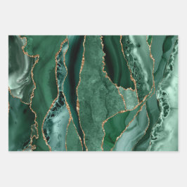 Grüne Schattierungen umwickeln Papierblätter Geschenkpapier Set