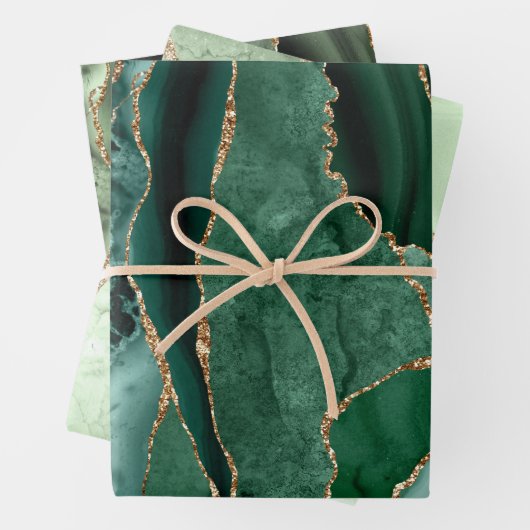 Grüne Schattierungen umwickeln Papierblätter Geschenkpapier Set (Beispiel)