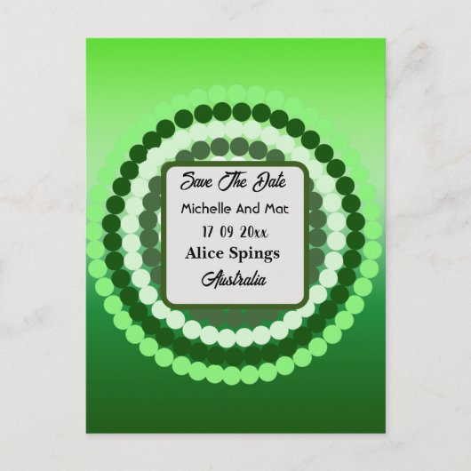 Grüne Scheiben Save the Date, Postkarte (Vorderseite)