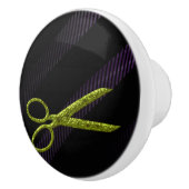 Grüne Schere Lila & Schwarz Moderner Chic Salon Keramikknauf (Rechts)