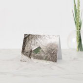 Grüne Scheune im Schnee Dankeskarte (Vorderseite)