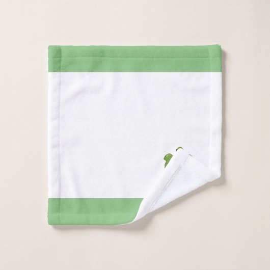 Grüne Schildkröte auf weißem und kalk-grünem Badet Badhandtuch Set (Waschlappen)