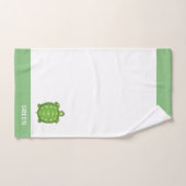 Grüne Schildkröte auf weißem und kalk-grünem Badet Badhandtuch Set (Handtuch)