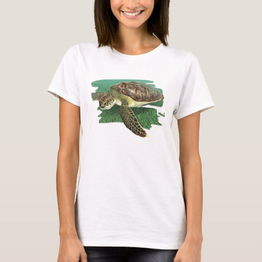 Grüne Schildkröte im Lebensraum-T - Shirt (Vorderseite)