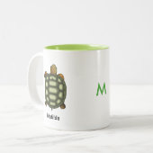 Grüne Schildkröte mit bearbeitbarem Namen und Mono Zweifarbige Tasse (Vorderseite Links)