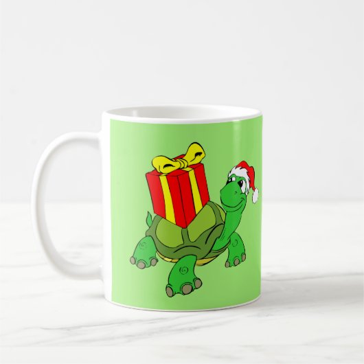 Grüne Schildkröte mit Weihnachtsgeschenk Klassisch Kaffeetasse (Links)