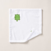 Grüne Schildkröte mit weißen Blume Badhandtuch Set (Waschlappen)
