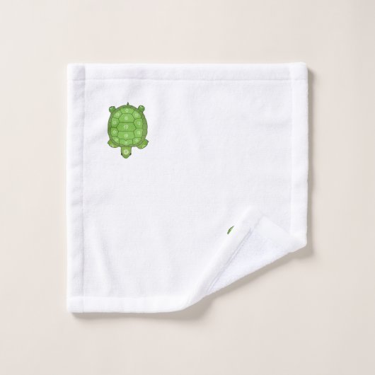 Grüne Schildkröte mit weißen Blume Badhandtuch Set (Waschlappen)