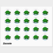 Grüne Schildkröte Runder Aufkleber (Blatt)
