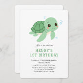 Grüne Schildkröte unter dem Meer Einladung zum 1. (Vorne/Hinten)