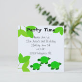 Grüne Schildkröte zum Geburtstag Einladung (Stehend Vorderseite)