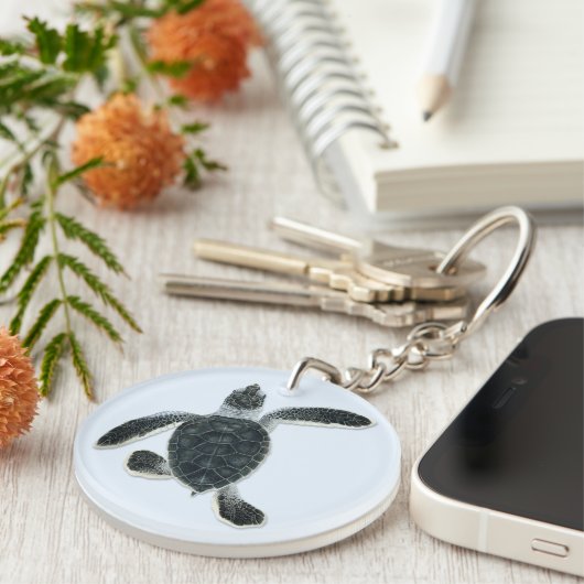 Grüne Schildkrötehatchlings-Schlüsselanhänger Schlüsselanhänger (Vorderseite rechts)