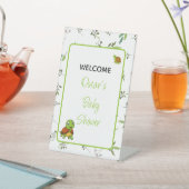 Grüne Schildkröten zwei Blätter Muster Babyshowe Sockelschild (In SItu)