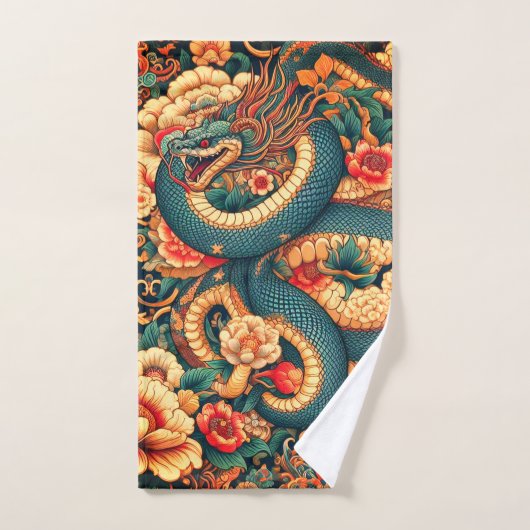 Grüne Schlange Blume Badhandtuch Set (Handtuch)
