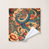 Grüne Schlange Blume Badhandtuch Set (Waschlappen)