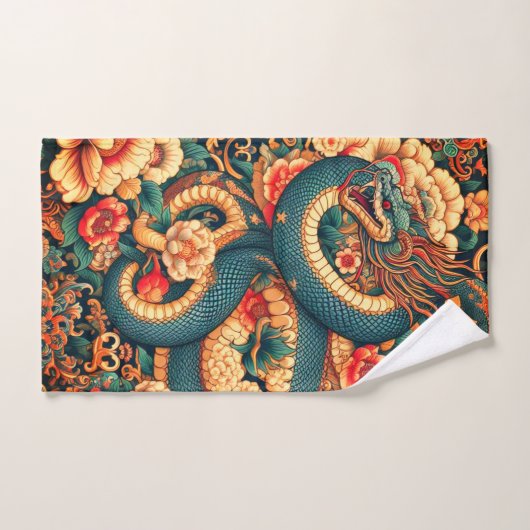 Grüne Schlange Blume Badhandtuch Set (Handtuch)