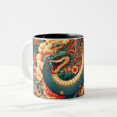 Grüne Schlange Blume Zweifarbige Tasse (Vorderseite Links)