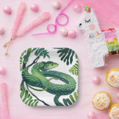 Grüne Schlange | Jahr der Schlangenwasserfarbe Pappteller (Party)