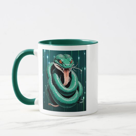 Grüne Schlange mit roten Augen. Tasse (Links)