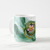 Grüne Schlange Rosa Blume Kaffeetasse (Vorderseite Links)