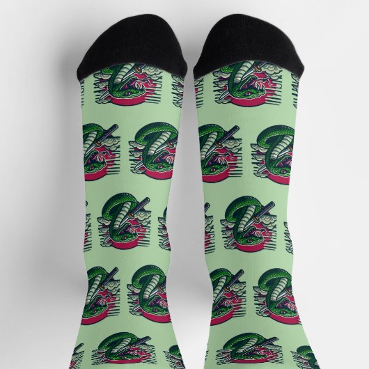 Grüne Schlange Socken (Oben)