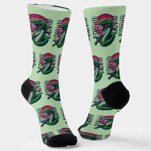 Grüne Schlange Socken (Gewinkelt)