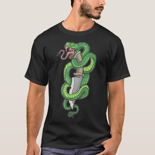 Grüne Schlange und Dagger antike T-Shirt (Vorderseite)