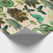 Grüne Schlangen Fisch und Schmetterling Geschenkpapier (Ecke)