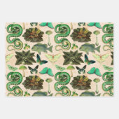 Grüne Schlangen Fisch und Schmetterling Geschenkpapier Set (Vorderseite 3)