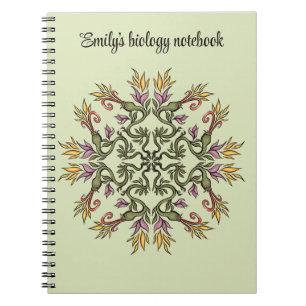 Grüne Schlangen Floral Mandala Botanische Fantasie Notizblock