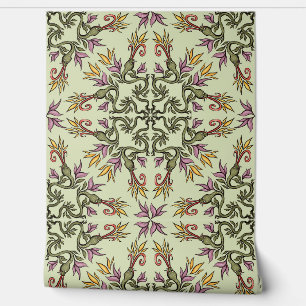 Grüne Schlangen Floral Mandala Botanische Fantasie Tapete