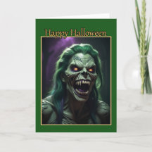Grüne Schlangen-Monster-Halloween-Karte