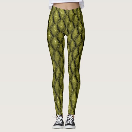 Grüne Schlangen-Skalen Leggings (Vorderseite)