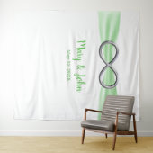 Grüne Schleife Silber Unendlichkeit Hochzeitsgesch Wandteppich (Beispiel (Horizontal))