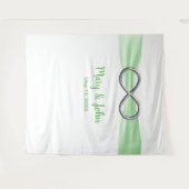 Grüne Schleife Silber Unendlichkeit Hochzeitsgesch Wandteppich (Vorderseite (Horizontal))