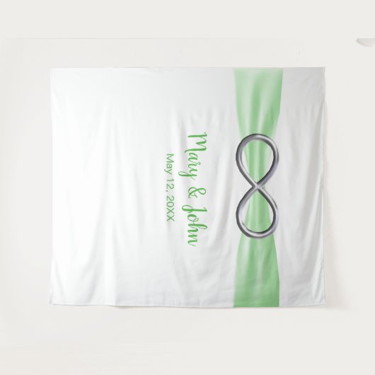 Grüne Schleife Silber Unendlichkeit Hochzeitsgesch Wandteppich (Vorderseite (Horizontal))