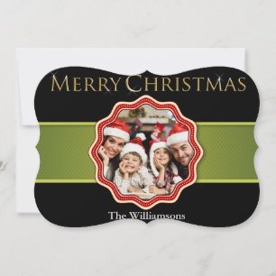 Grüne Schleife Weihnachtsmedaillon Foto Fancy Feiertagskarte
