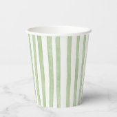 Grüne Schleifenstreifen Matcha Geburtstag Pappbecher (Rückseite)