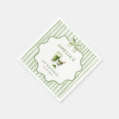 Grüne Schleifenstreifen Matcha Geburtstag Serviette (Ecke)