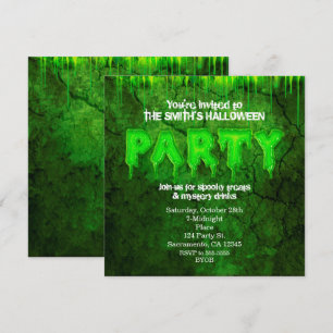 Grüne Schleim-Spaß-Halloween-Party-Einladungen Einladung