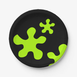 grüne Schleimpilze schwarze Papiertüte aus Party, Pappteller