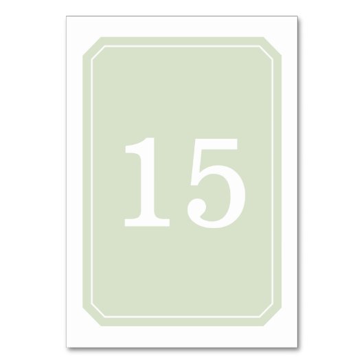 Grüne, schlicht elegante Tischkarte Tischnummer (Rückseite)