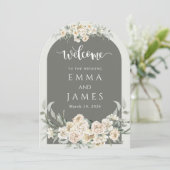 Grüne, schlichte Blume Begrüßung Einladung (Stehend Vorderseite)